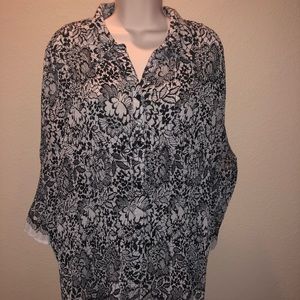 Maggie Barnes - Black & White Button Down Blouse